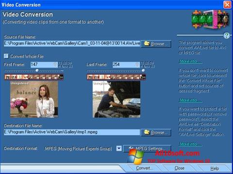 Snimak zaslona Active WebCam Windows 10