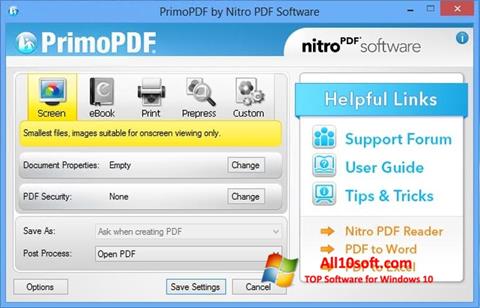 Snimak zaslona PrimoPDF Windows 10