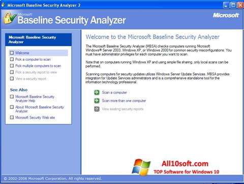 Snimak zaslona Microsoft Baseline Security Analyzer Windows 10