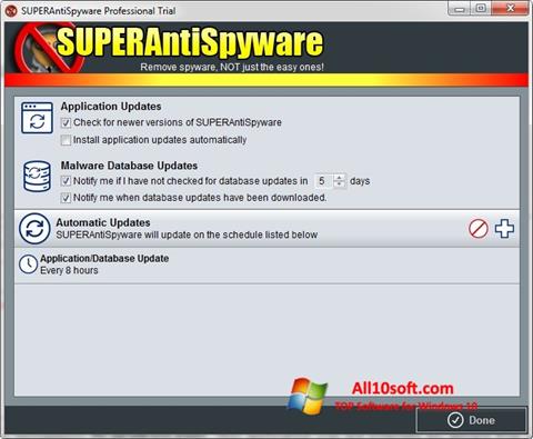 Snimak zaslona SUPERAntiSpyware Windows 10