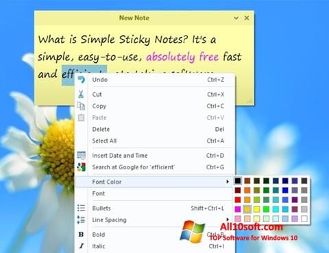 Snimak zaslona Simple Sticky Notes Windows 10