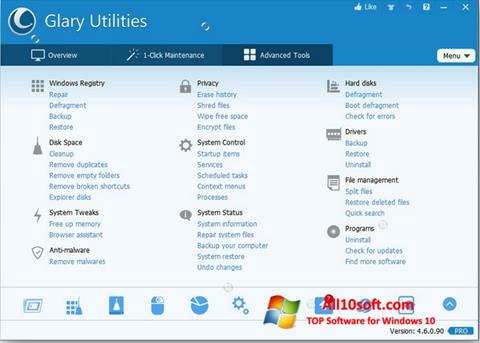 Snimak zaslona Glary Utilities Pro Windows 10