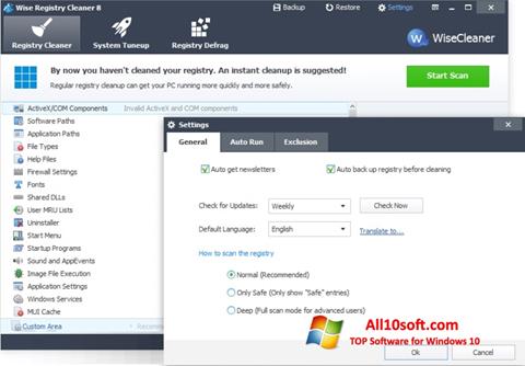 Snimak zaslona Wise Registry Cleaner Windows 10