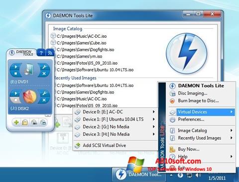 Snimak zaslona DAEMON Tools Lite Windows 10