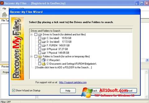 Snimak zaslona Recover My Files Windows 10