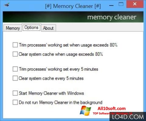 Snimak zaslona Memory Cleaner Windows 10