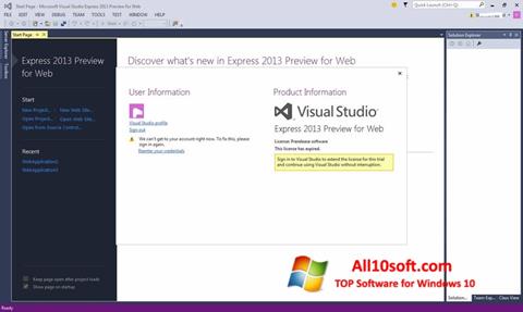 Snimak zaslona Microsoft Visual Studio Windows 10