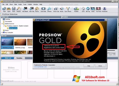 Snimak zaslona ProShow Gold Windows 10