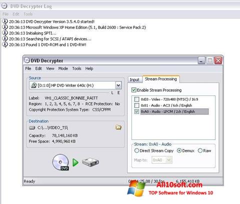 Snimak zaslona DVD Decrypter Windows 10