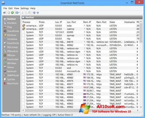 Snimak zaslona Essential NetTools Windows 10