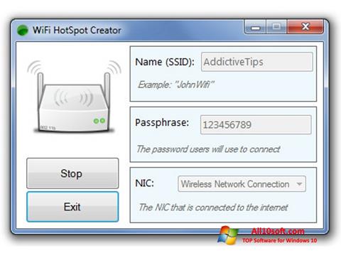 Snimak zaslona Wi-Fi HotSpot Creator Windows 10