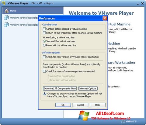 Snimak zaslona VMware Player Windows 10