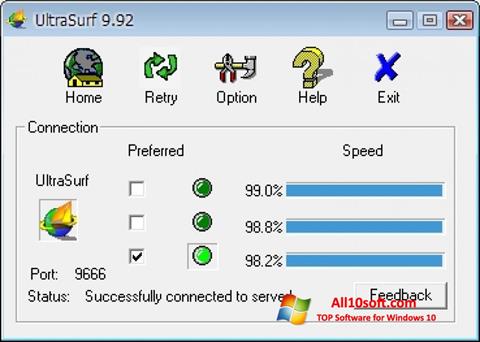 Snimak zaslona UltraSurf Windows 10