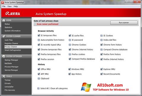 Snimak zaslona Avira System Speedup Windows 10