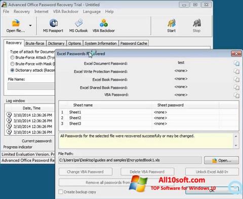 Snimak zaslona Advanced Office Password Recovery Windows 10