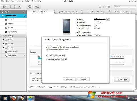Snimak zaslona LG PC Suite Windows 10