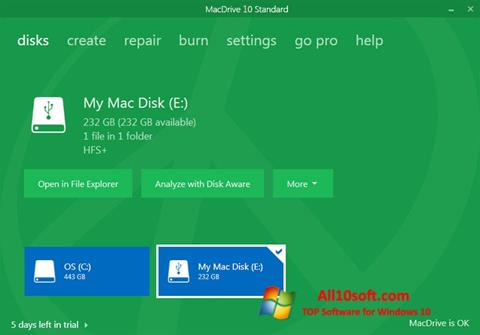 Snimak zaslona MacDrive Windows 10