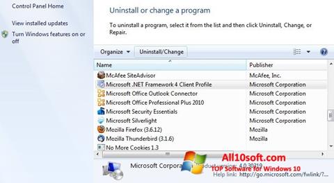 Snimak zaslona Microsoft .NET Framework Windows 10