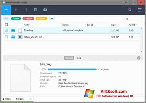 Snimak zaslona Free Download Manager Windows 10