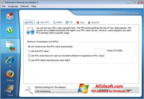 Snimak zaslona Ashampoo Internet Accelerator Windows 10