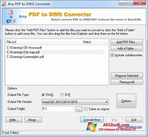 Snimak zaslona PDF to DWG Converter Windows 10