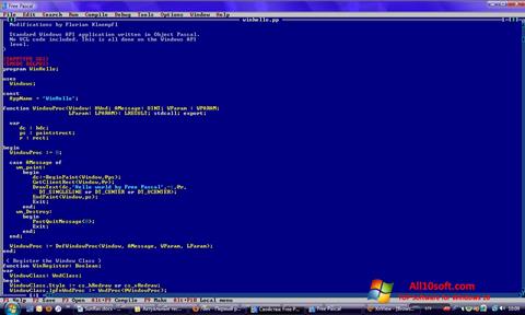Snimak zaslona Free Pascal Windows 10