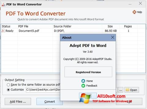 Snimak zaslona PDF to Word Converter Windows 10