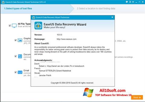 Snimak zaslona EaseUS Data Recovery Wizard Windows 10