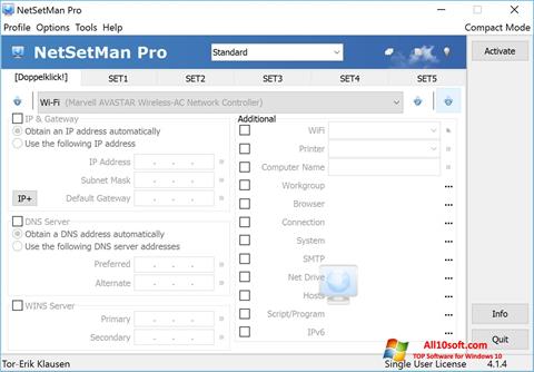 Snimak zaslona NetSetMan Windows 10