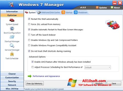Snimak zaslona Windows 7 Manager Windows 10