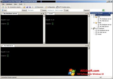 Snimak zaslona PuTTY Connection Manager Windows 10