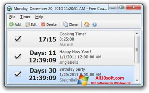 Snimak zaslona Free Countdown Timer Windows 10