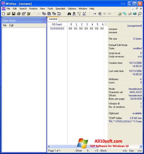 Snimak zaslona WinHex Windows 10