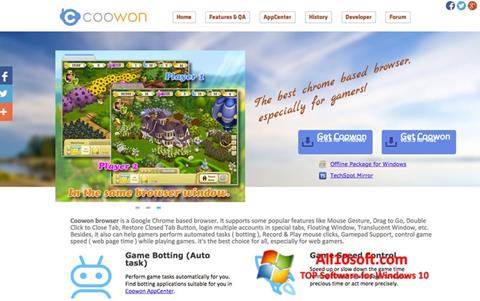 Snimak zaslona Coowon Browser Windows 10