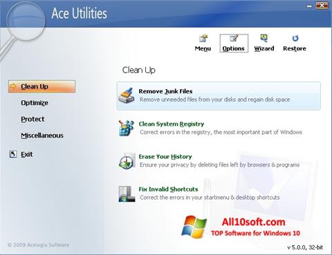Snimak zaslona Ace Utilities Windows 10