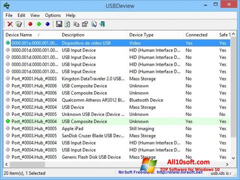 Snimak zaslona USBDeview Windows 10