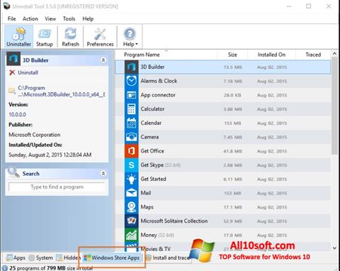 Snimak zaslona Uninstall Tool Windows 10