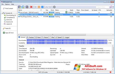Snimak zaslona BitTorrent Windows 10