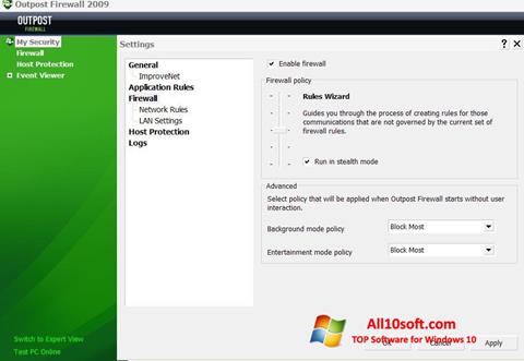 Snimak zaslona Outpost Firewall Free Windows 10