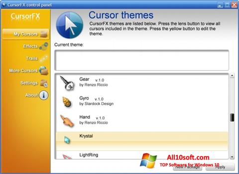 Snimak zaslona CursorFX Windows 10