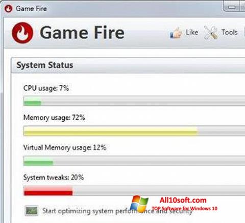Snimak zaslona Game Fire Windows 10