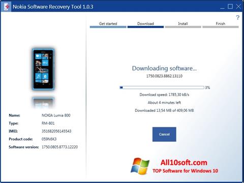 Snimak zaslona Nokia Software Recovery Tool Windows 10