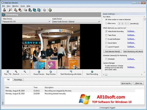 Snimak zaslona WebCam Monitor Windows 10
