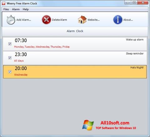 Snimak zaslona Free Alarm Clock Windows 10