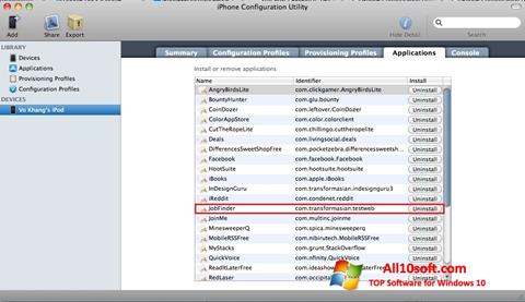 Snimak zaslona iPhone Configuration Utility Windows 10