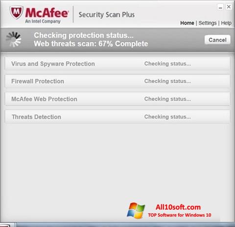 Snimak zaslona McAfee Security Scan Plus Windows 10