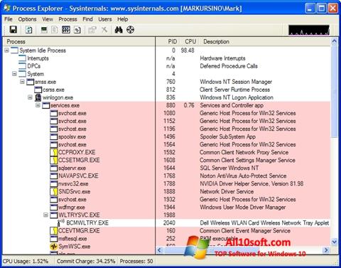 Snimak zaslona Process Explorer Windows 10