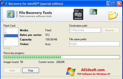 Snimak zaslona F-Recovery SD Windows 10