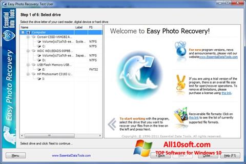 Snimak zaslona Easy Photo Recovery Windows 10