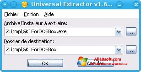 Snimak zaslona Universal Extractor Windows 10